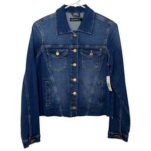 NWT NANETTE LEPORE Denim Jean Shirt Hacket Frayed Hem Womens Small
